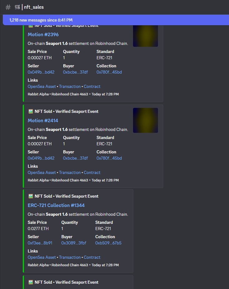Rabbit Alpha verified NFT sales cards